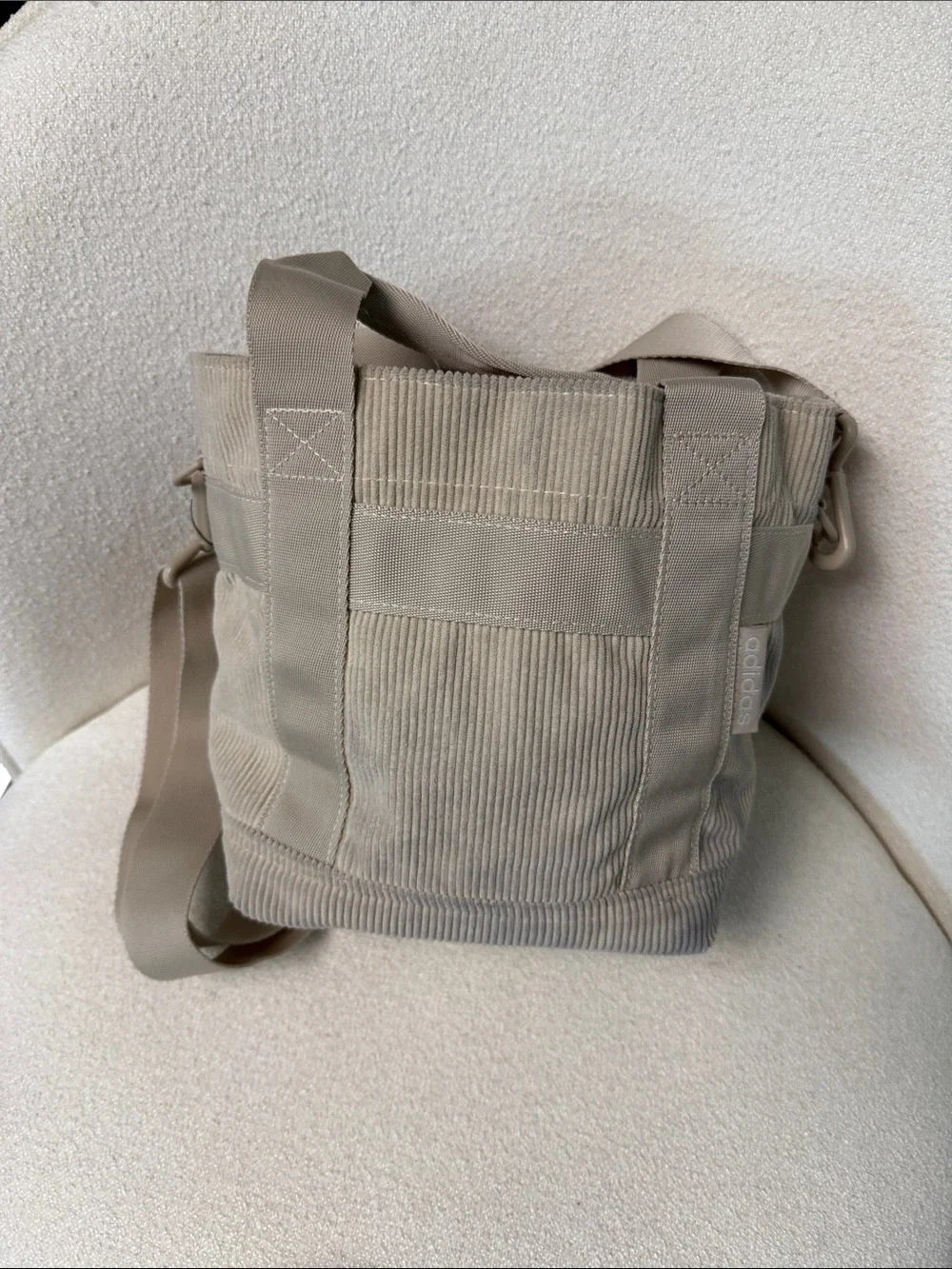 adidas Men’s Beige Corduroy Messenger Crossbody Bag